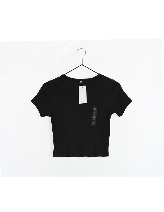 (새상품)UNIQLO 유니클로 크롭 골지 티셔츠/WOMAN S