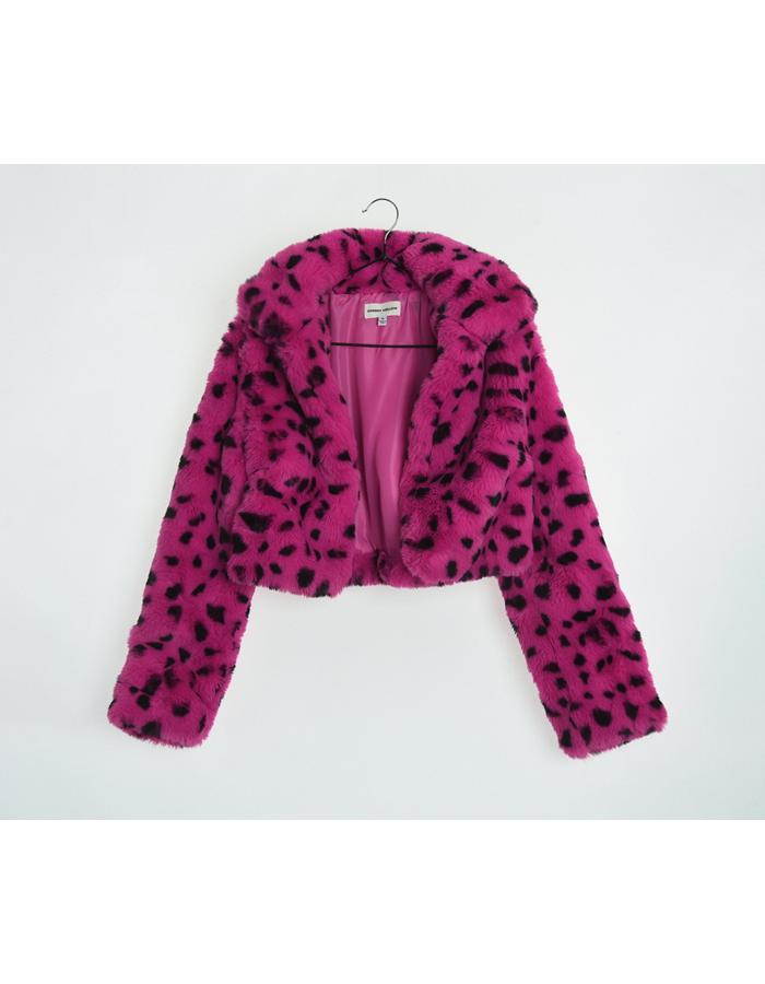 CHERRY MELLOW 핑크 퍼 오픈형 크롭 자켓/WOMAN M
